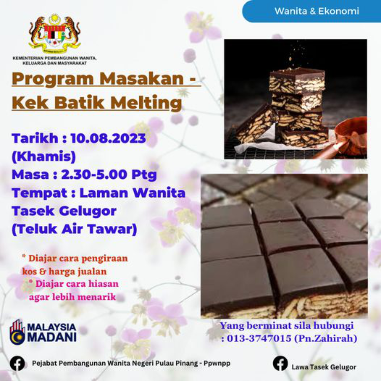 Program Masakan : Kek Batik Melting